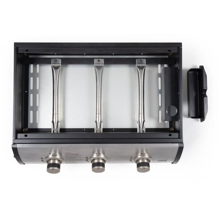 Plancha gaz - LIVOO - 3 bruleurs - 61 x 38 cm - DOC277