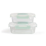 Set de 2 boîtes sous vide - LIVOO - MEN404V - 1,04 L et 1,5 L - Verre borosciliate - Couvercle en plastique - Emboîtables