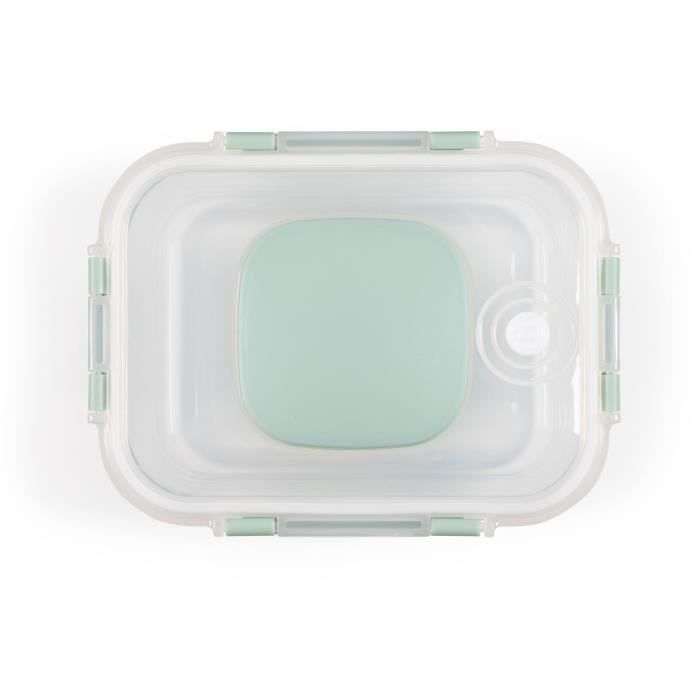 Set de 2 boîtes sous vide - LIVOO - MEN404V - 1,04 L et 1,5 L - Verre borosciliate - Couvercle en plastique - Emboîtables
