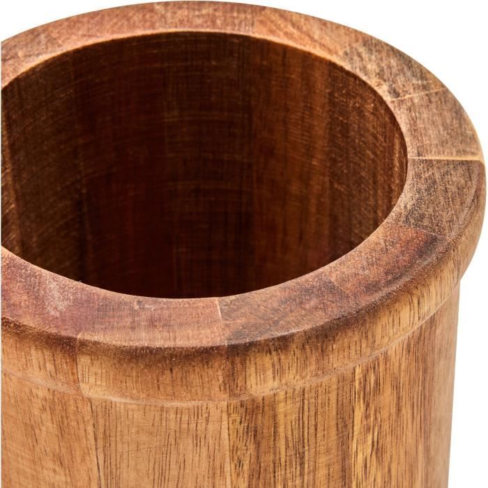 Set de 4 ustensiles - LIVOO - MES153 - Pot et ustensiles acacia FSC - En silicone 31 cm - Pot 15 x 12 cm