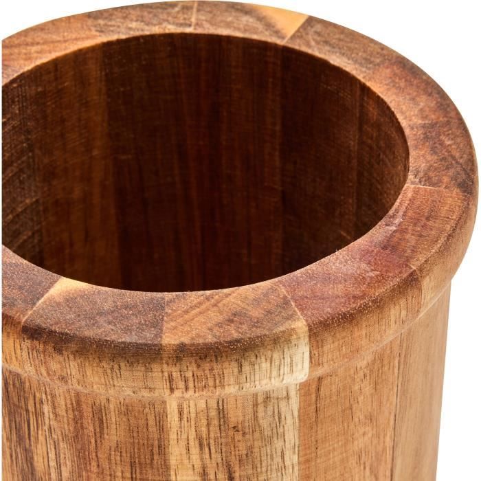 Set de 4 ustensiles avec pot - LIVOO - MES153G - Pot et ustensiles acacia FSC - En silicone 31 cm - Pot 15 sx 12 cm