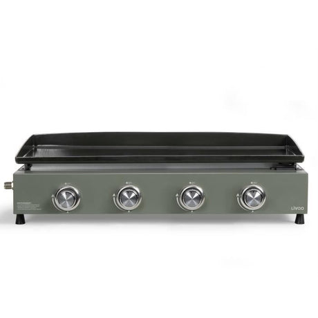 Plancha gaz - LIVOO - DOC325 - 83,5 x 47 x 24 cm - 4 brűleurs - Vert / Noir