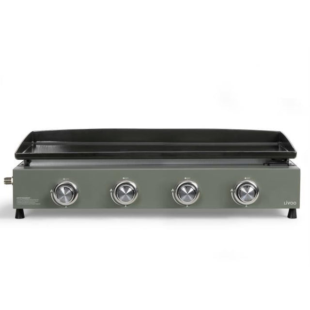 Plancha gaz - LIVOO - DOC325 - 83,5 x 47 x 24 cm - 4 brűleurs - Vert / Noir