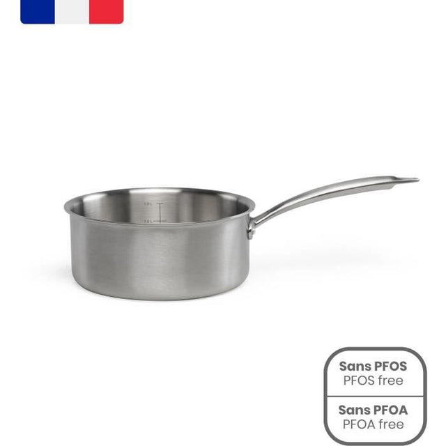 Casserole en acier inoxydable 18/10 Brigade 18 cm - LIVOO - MEP160 - Acier inox. Triply - Tous feux dont induction - Made in France