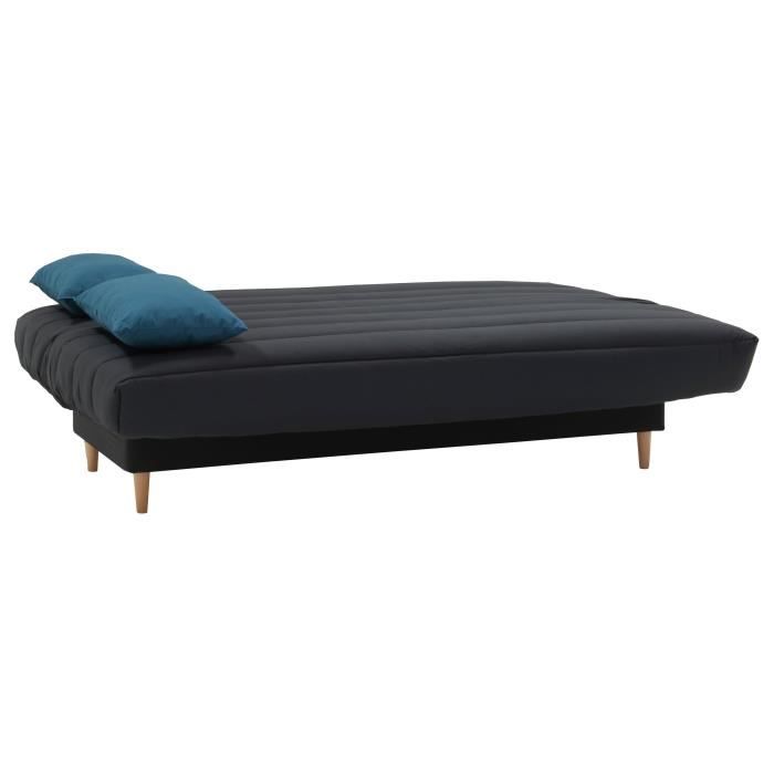 Banquette clic clac 3 places - Tissu anthracite -  Style scandinave - L 190 x P92 cm - LIV