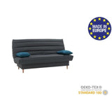 Banquette clic clac 3 places - Tissu anthracite -  Style scandinave - L 190 x P92 cm - LIV