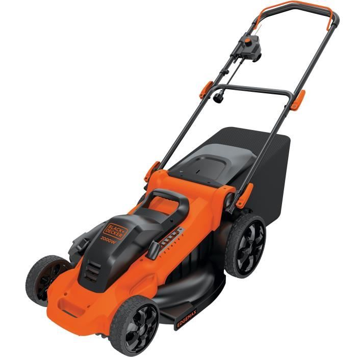 BLACK+DECKER LM2000-QS 48cm Electric Lawn Mower - Mulching function, side ejection or 50L flexible collection bin