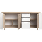 Buffet bas - LOFT - Chene / Blanc - 3 portes - 3 tiroirs - PARISOT
