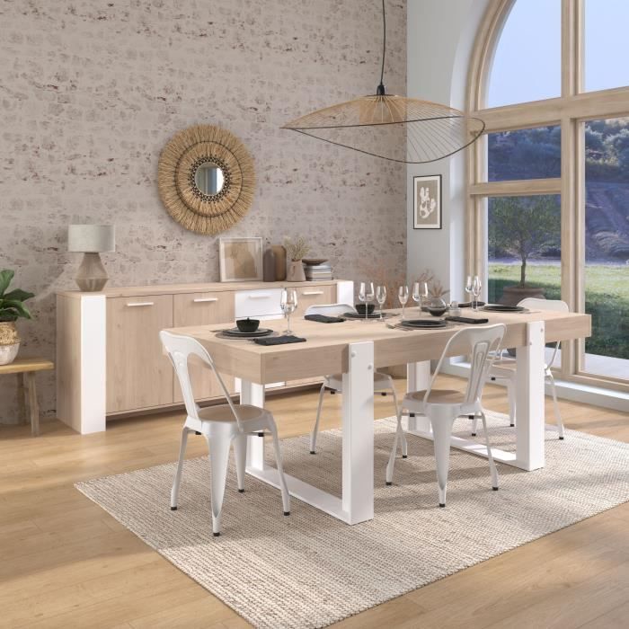 Buffet bas - LOFT - Chene / Blanc - 3 portes - 3 tiroirs - PARISOT