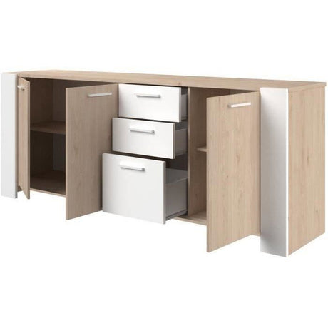 Buffet bas - LOFT - Chene / Blanc - 3 portes - 3 tiroirs - PARISOT