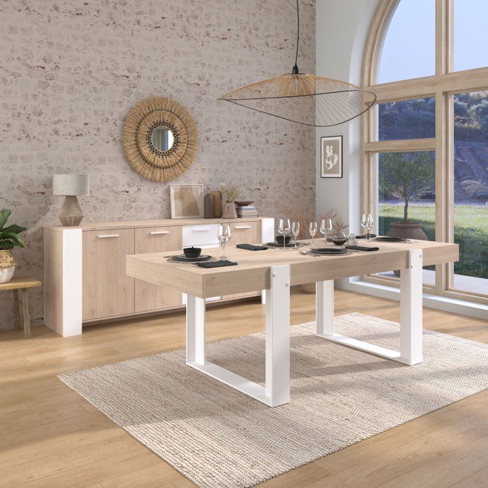 Ensemble Buffet et Table rectangulaire - Style Scandinave - LOFT - Chene / Blanc - PARISOT