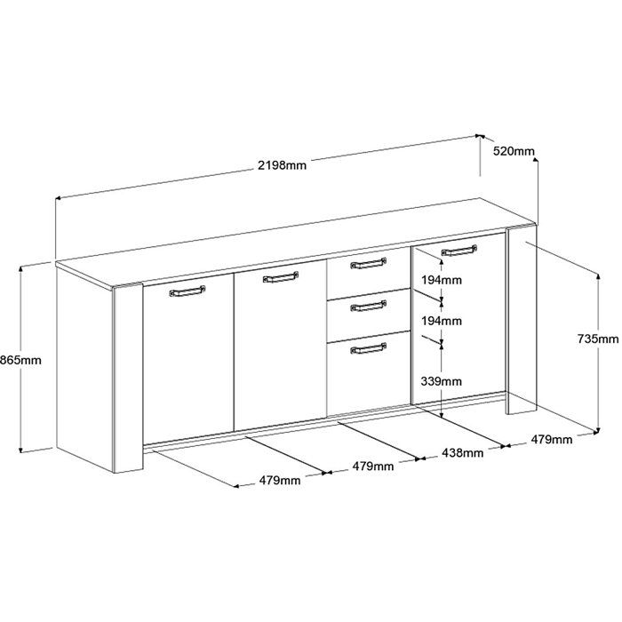 Ensemble Buffet et Table rectangulaire - Style Scandinave - LOFT - Chene / Blanc - PARISOT
