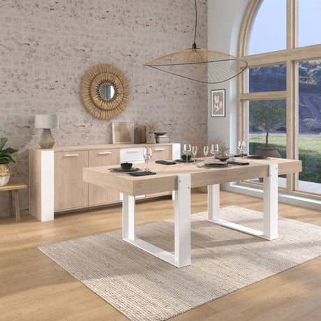 Ensemble Buffet et Table rectangulaire - Style Scandinave - LOFT - Chene / Blanc - PARISOT