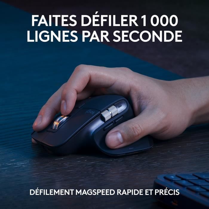 Ensemble Clavier Souris - Sans fil - Logitech - MX Keys S - AZERTY - Rétroéclairé - Graphite