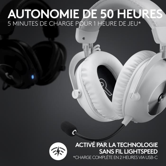 Casque gamer - Sans fil - Logitech G - Pro X 2 - Bluetooth - PS5, PS4, PC - Blanc