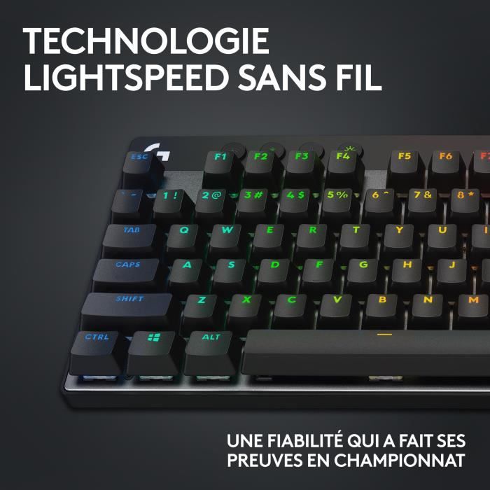 Clavier gamer - Sans fil - Logitech G  Pro X TKL Lightspeed - AZERTY - Mécanique - Rétroéclairé - Noir