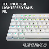 Clavier gamer - Sans fil - Logitech G - Pro X TKL Lightspeed - AZERTY - Mécanique - Rétroéclairé - Blanc