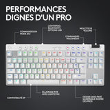 Clavier gamer - Sans fil - Logitech G - Pro X TKL Lightspeed - AZERTY - Mécanique - Rétroéclairé - Blanc