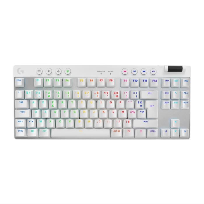 Clavier gamer - Sans fil - Logitech G - Pro X TKL Lightspeed - AZERTY - Mécanique - Rétroéclairé - Blanc