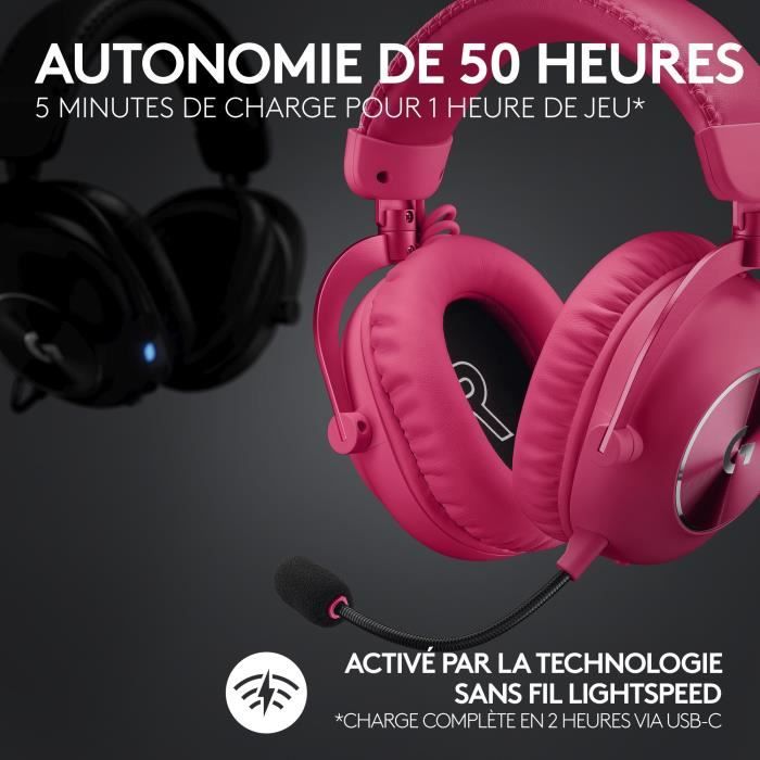 Casque gamer - Sans fil - Logitech G - Lightspeed - Rose