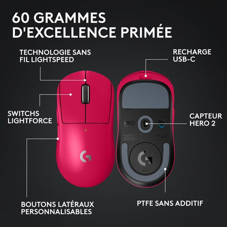 Souris gamer - Sans fil - Logitech G - Pro X Superlight 2 Lightspeed - Noir