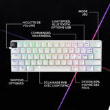 Clavier gamer - Sans fil - Logitech G - G Pro X 60 - Lightspeed - Blanc