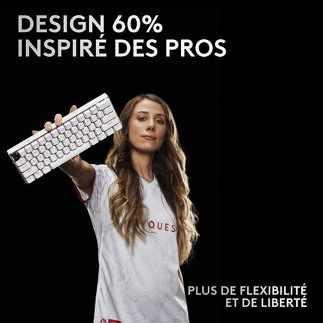 Clavier gamer - Sans fil - Logitech G - G Pro X 60 - Lightspeed - Blanc