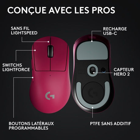 Souris gamer - sans fil - Logitech - G Pro X Superlight 2 DEX - Rose