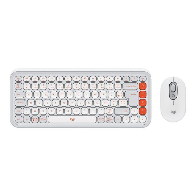 Ensemble Clavier Souris - Sans fil - Logitech - Pop Icon - AZERTY - Blanc