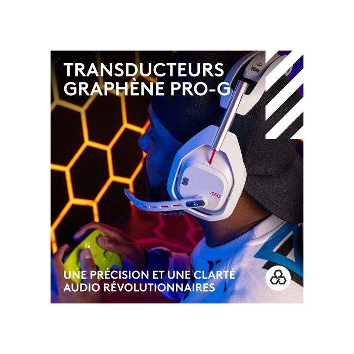Casque gamer - Sans fil - Logitech G - Astro A50 Lightspeed Pro-G Graphene - Xbox, PS5, Switch, PC/Mac - Blanc