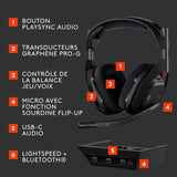 Casque gamer - Sans fil - Logitech G - Astro A50 Lightspeed Pro-G Graphene - Xbox, PS5, Switch, PC/Mac - Noir