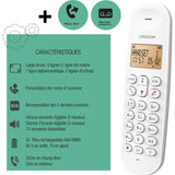 Téléphone fixe sans fil - LOGICOM - DECT ILOA 155T SOLO - Blanc - Avec répondeur