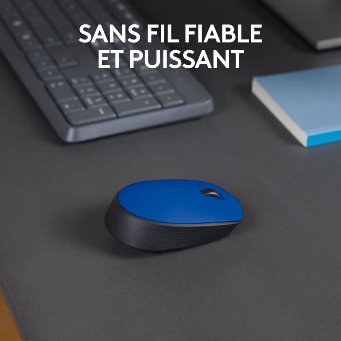 Souris sans fil Logitech Cordless Laser M171 (Noir/Bleu)