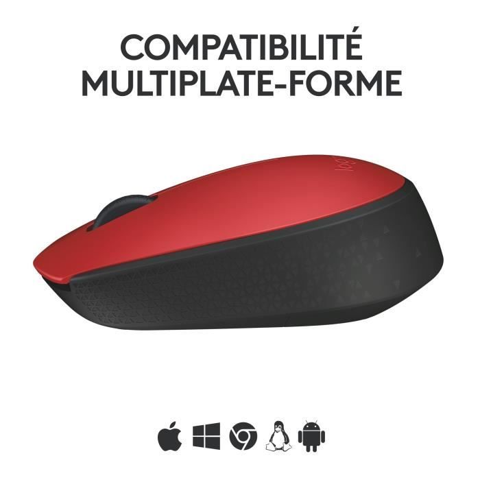 Souris - Sans Fil - Logitech - M171 - Rouge - Ambidextre
