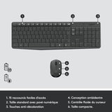 Ensemble Clavier Souris - Sans fil - Logitech - MK235 - AZERTY - Graphite