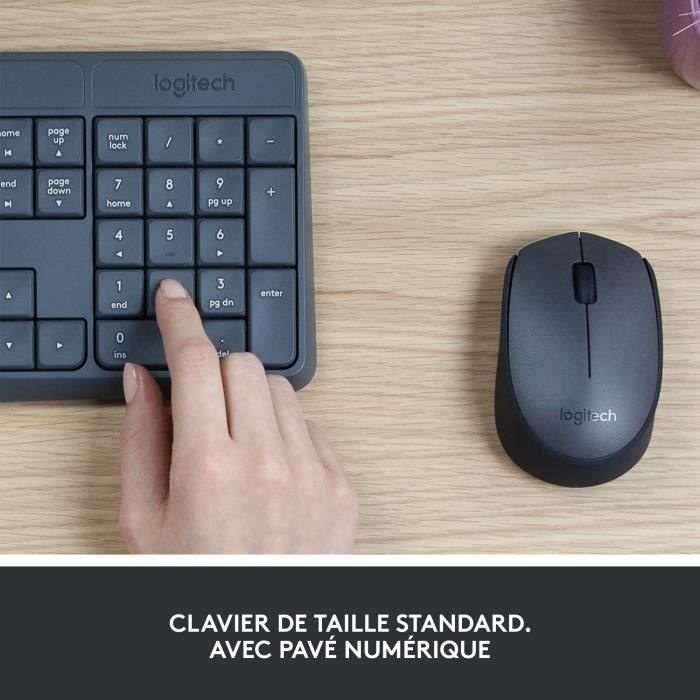 Ensemble Clavier Souris - Sans fil - Logitech - MK235 - AZERTY - Graphite