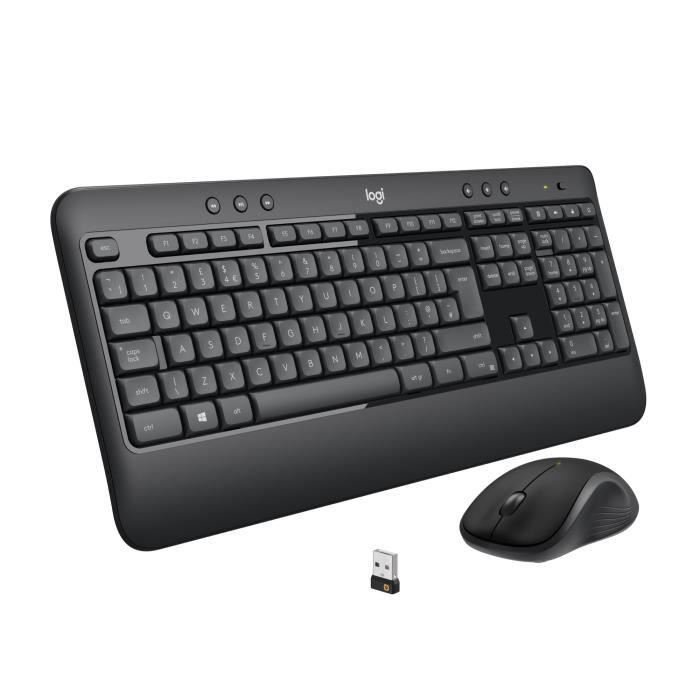 Ensemble Clavier Souris - Sans fil - Logitech - MK540 - AZERTY - Noir