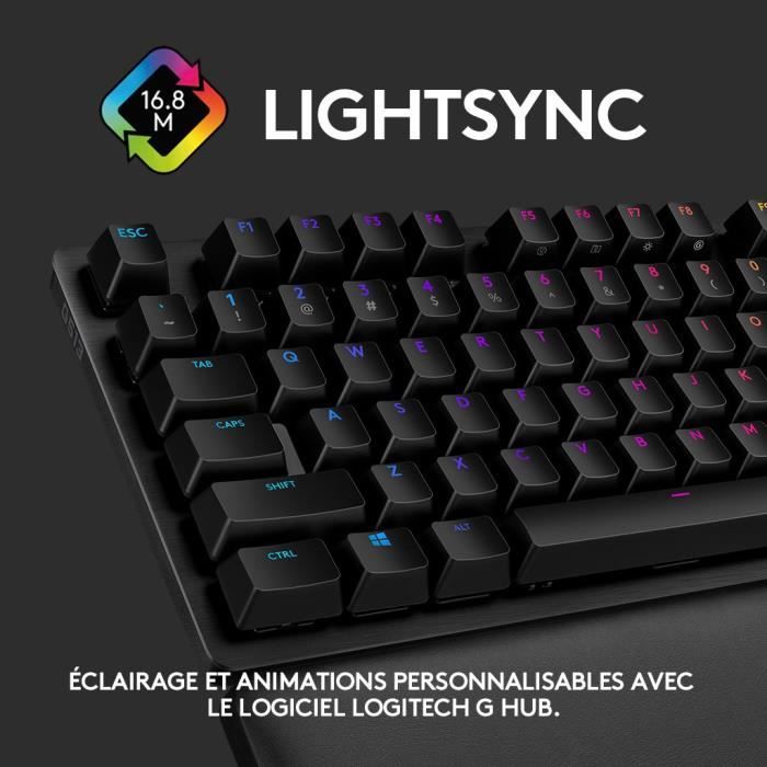 Clavier gamer - Filaire - Logitech G - G513 - AZERTY - Mécanique - RGB - Noir