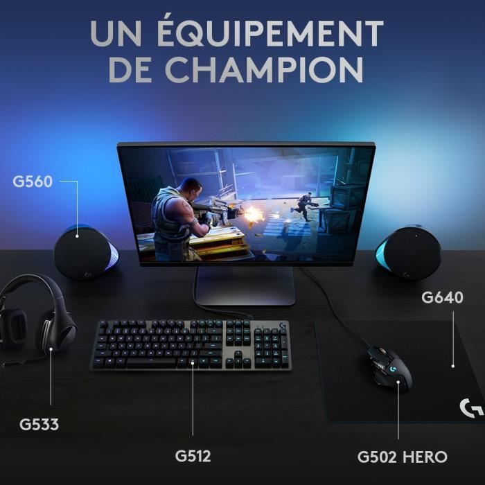 Clavier gamer - Filaire - Logitech G - G512 - GX Brown - AZERTY - Mécanique - Rétroéclairé - Noir