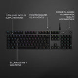 Clavier gamer - Filaire - Logitech G - G512 - GX Brown - AZERTY - Mécanique - Rétroéclairé - Noir