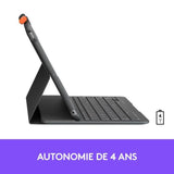 Etui clavier - Logitech - Slim Folio - AZERTY - Pour iPad 10.2 (7e, 8e, 9e génération) - Gris