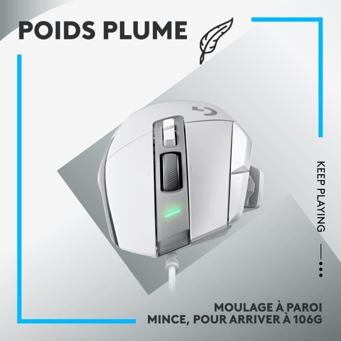 Souris gamer - Filaire - Logitech G - G502 X - Blanc
