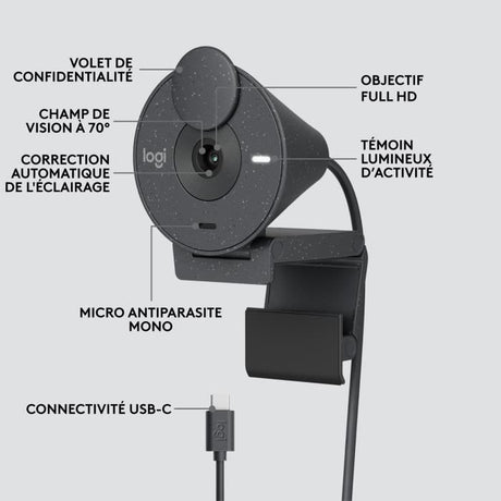 Webcam Logitech Brio 300 Full HD (Noir)