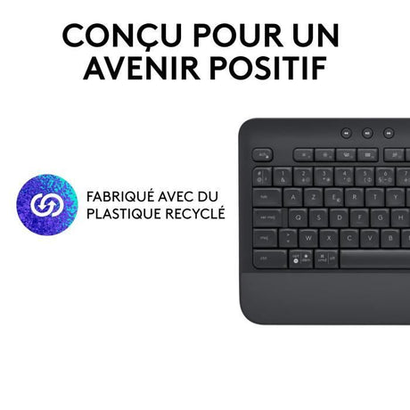 Clavier - Sans fil - Logitech - Signature K650 - AZERTY - Ergonomique avec repose-poignets - Graphite