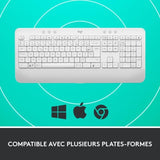 Clavier Logitech Signature K650, Clavier sans fil Ergonomique Entier avec Repose-Poignets - Blanc