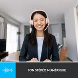 Casque - Filaire - Logitech - H390 - StÈrÈo, Microphone intÈgrÈ, Antibruit - Rose