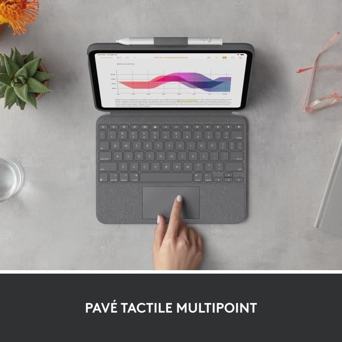 Etui clavier - Logitech - Combo Touch - AZERTY -  Pour iPad (10e génération) - Gris