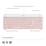 Ensemble Clavier Souris - Sans fil - Logitech - MK470 Slim - Silencieux - AZERTY - Rose