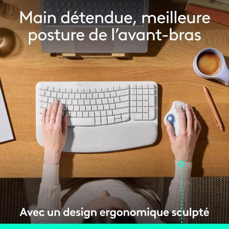 Souris - Sans fil - Logitech - Ergo M575S - Blanc