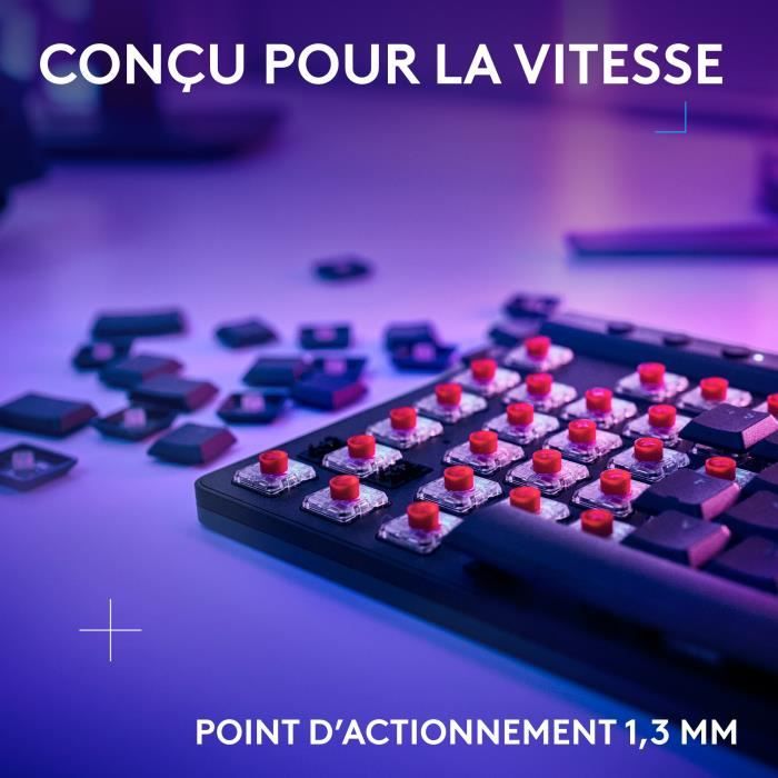 Clavier gamer - Sans fil - Logitech G  - G515 Lightspeed TKL - Switch GL LinÈaire - AZERTY - Noir